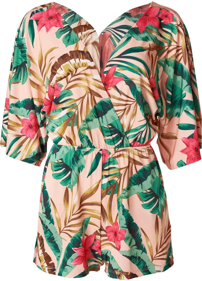 PALM PRINT OPEN BACK ROMPER Blush Multi Women VENUS Casual Jumpsuits and Rompers
