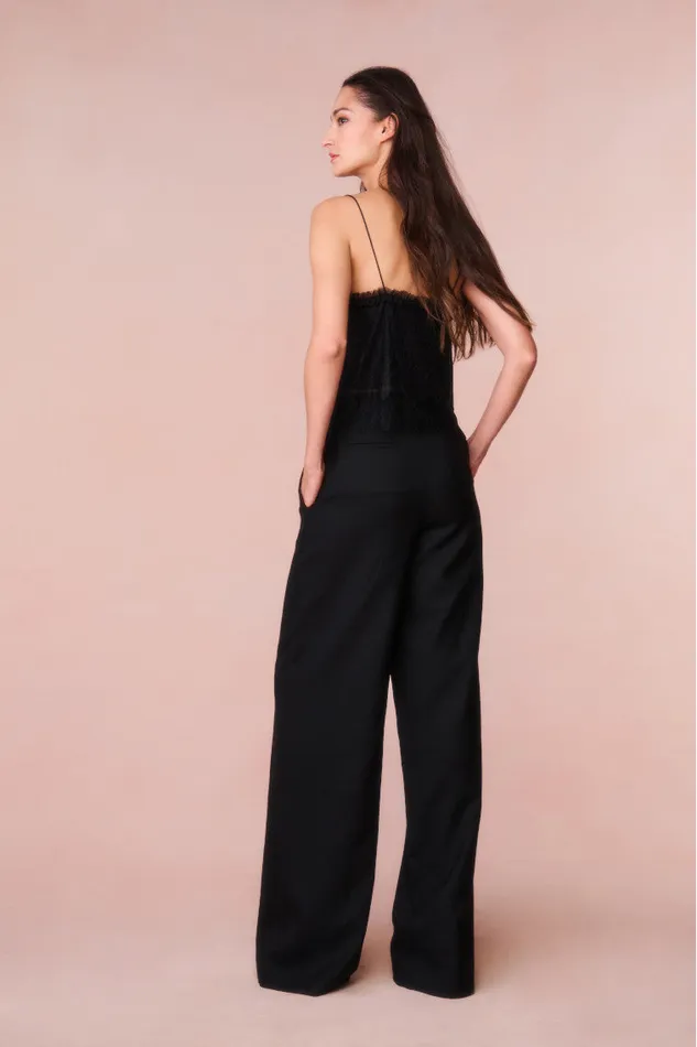 Pants and Shorts Women LoveShackFancy Samuela Wide Leg Trouser Black