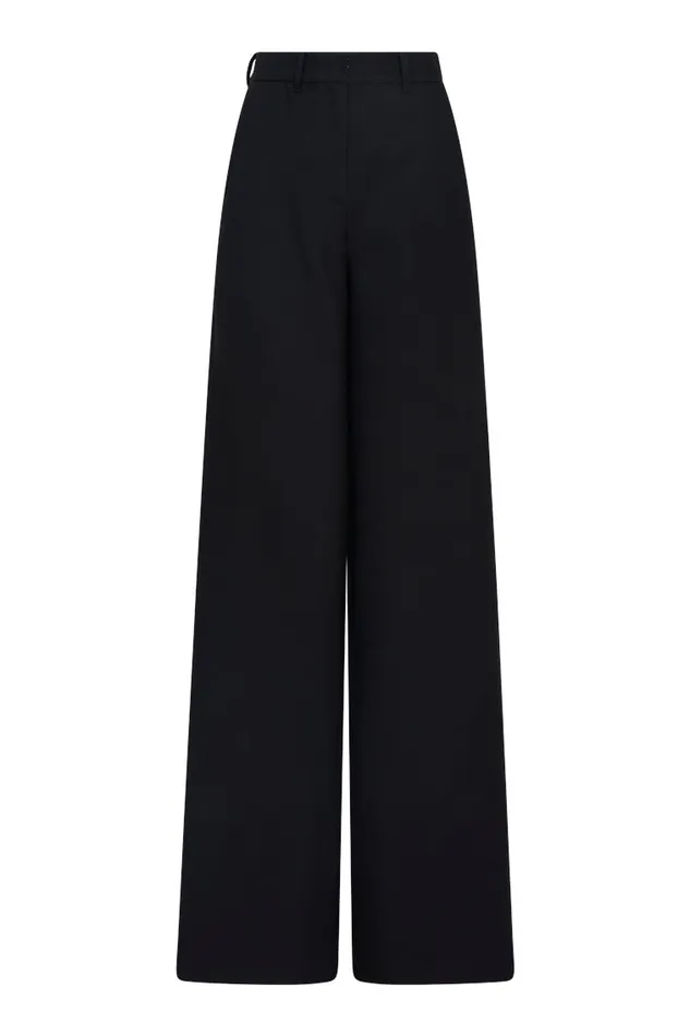 Pants and Shorts Women LoveShackFancy Samuela Wide Leg Trouser Black
