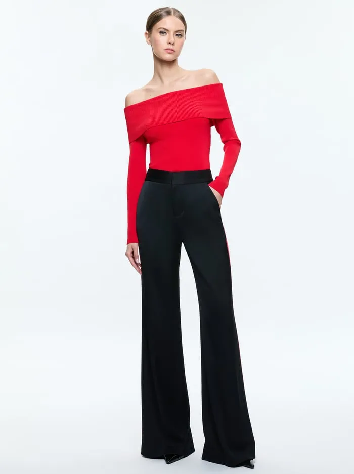 Pants Women Alice Olivia Dylan Pant Blackbright Ruby