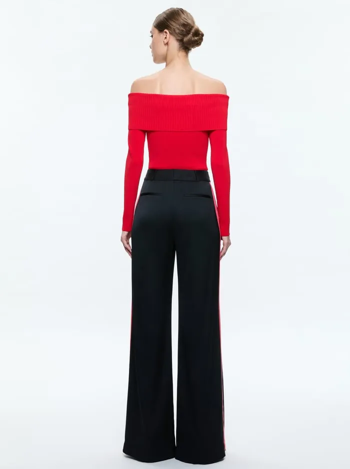 Pants Women Alice Olivia Dylan Pant Blackbright Ruby