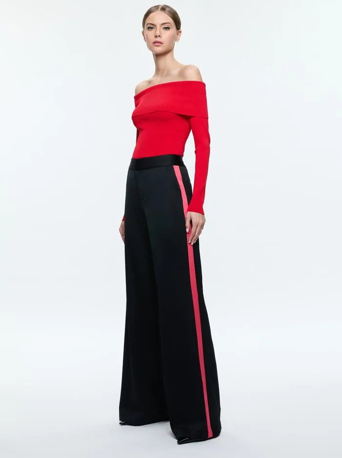 Pants Women Alice Olivia Dylan Pant Blackbright Ruby