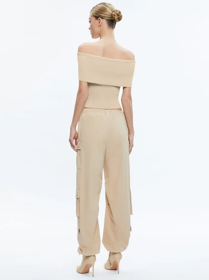 Pants Women Alice Olivia Shara Parachute Cargo Pant Almond