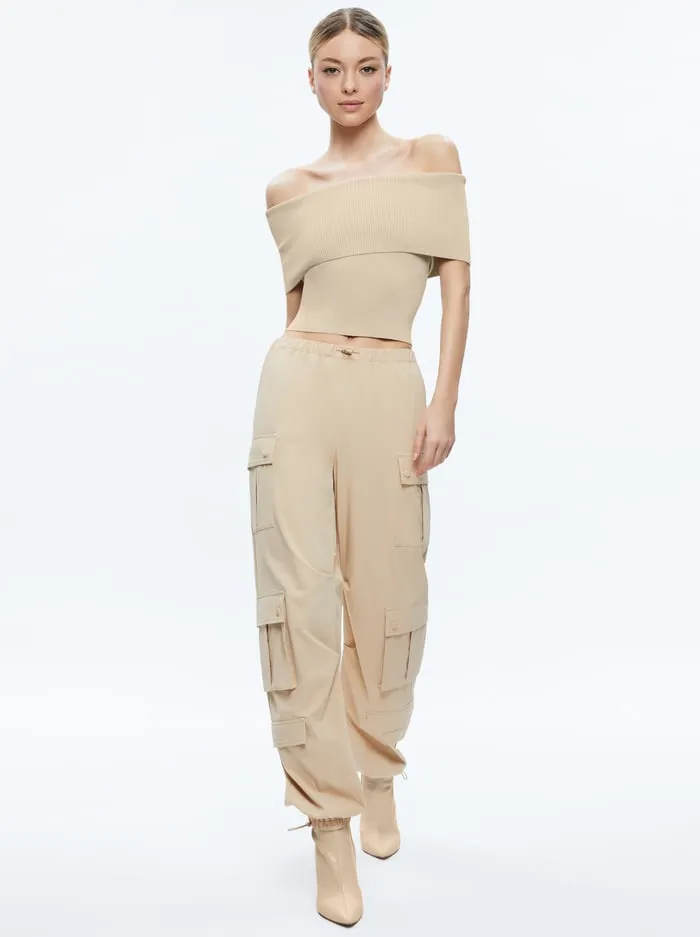 Pants Women Alice Olivia Shara Parachute Cargo Pant Almond