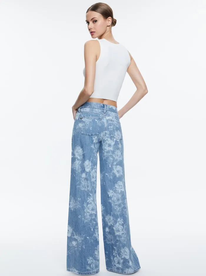 Pants Women Alice Olivia Trish Low Rise Baggy Jean Lotus Floral