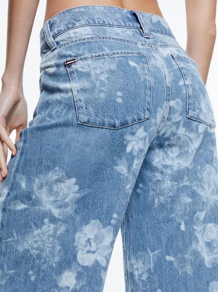 Pants Women Alice Olivia Trish Low Rise Baggy Jean Lotus Floral