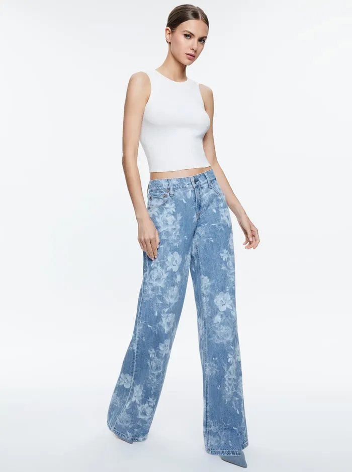 Pants Women Alice Olivia Trish Low Rise Baggy Jean Lotus Floral