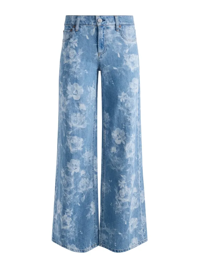Pants Women Alice Olivia Trish Low Rise Baggy Jean Lotus Floral