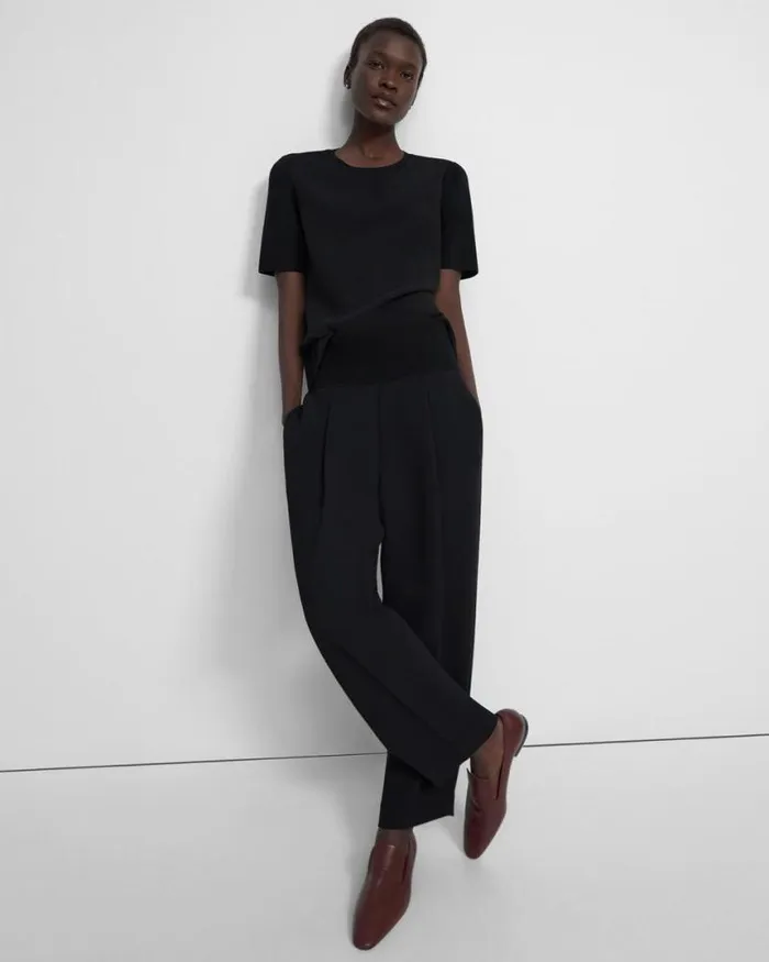 Pants Women Theory Carrot Pant In Crepe Black