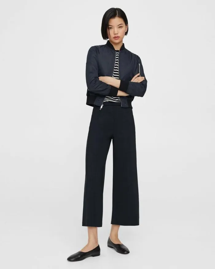 Pants Women Theory Cropped WideLeg Pant In Precision Ponte Baltic