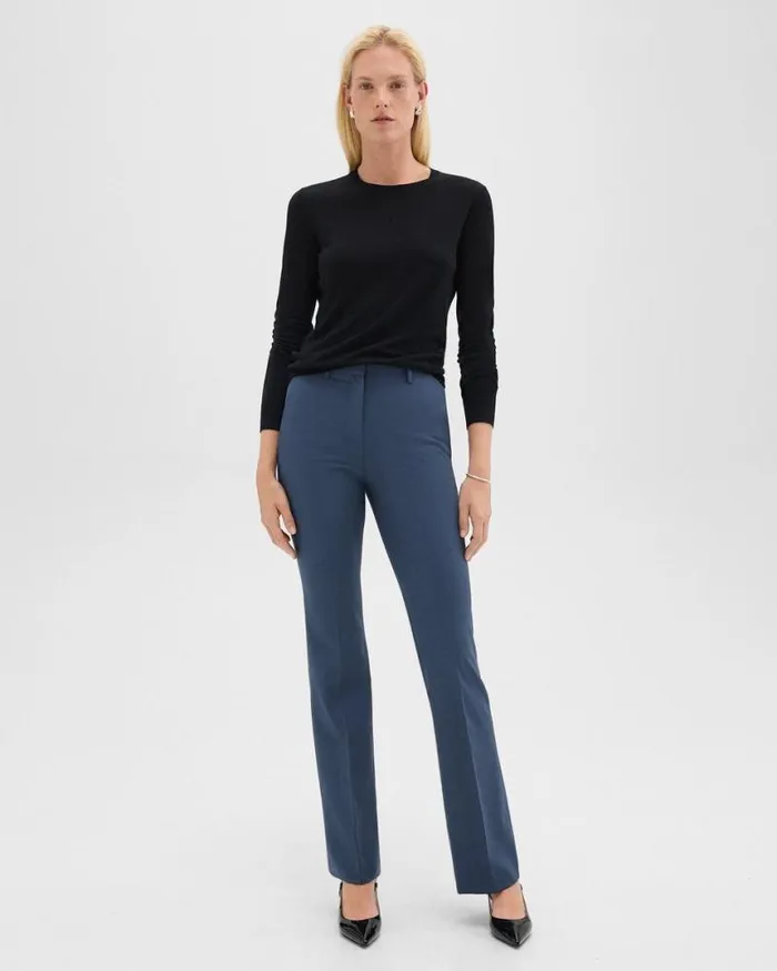 Pants Women Theory Flared Pant In Good Wool Ash Blue