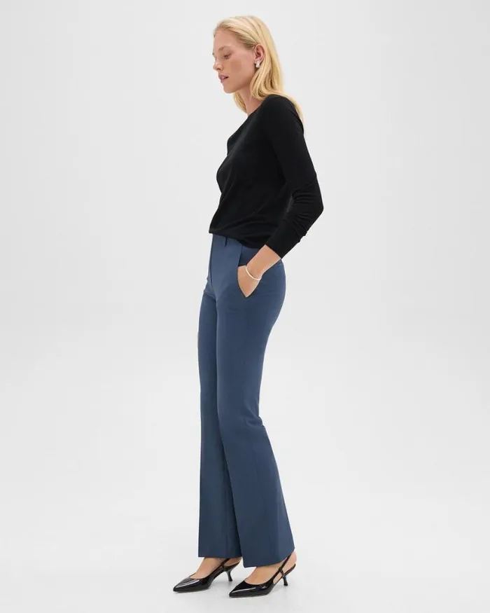 Pants Women Theory Flared Pant In Good Wool Ash Blue