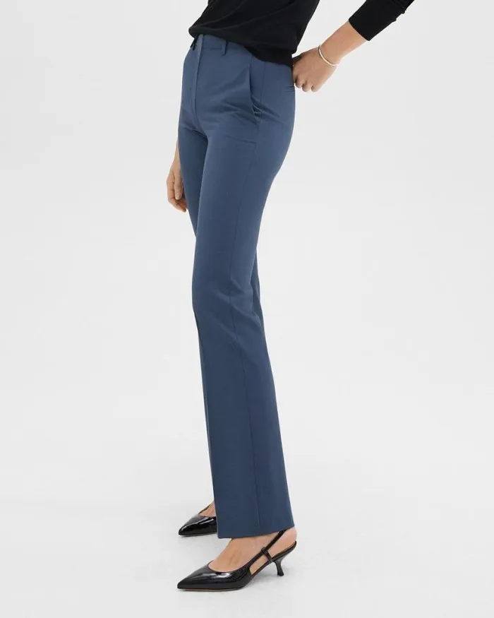 Pants Women Theory Flared Pant In Good Wool Ash Blue