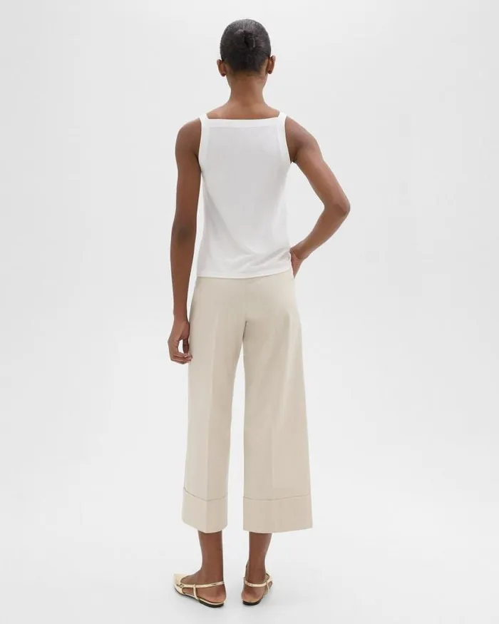 Pants Women Theory HighWaist Cuff Pant In Organic Cotton Sand Pants Women Theory HighWaist Cuff Pant In Organic Cotton Sand