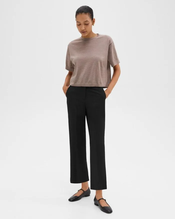 Pants Women Theory HighWaist StraightLeg Pant In Good Wool Black