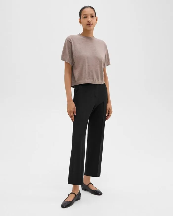 Pants Women Theory HighWaist StraightLeg Pant In Good Wool Black