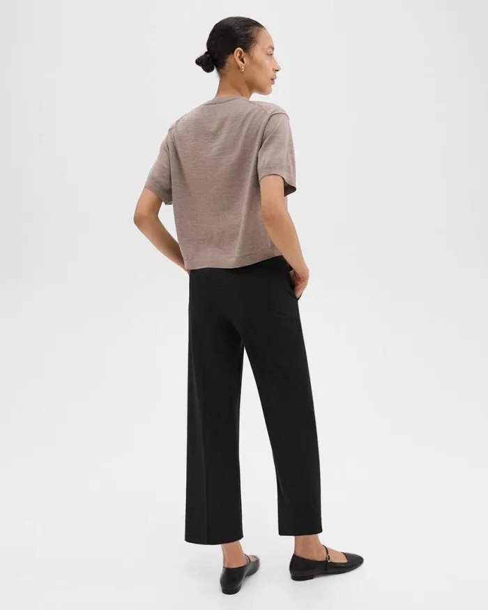 Pants Women Theory HighWaist StraightLeg Pant In Good Wool Black