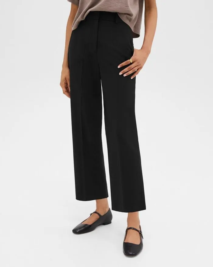 Pants Women Theory HighWaist StraightLeg Pant In Good Wool Black