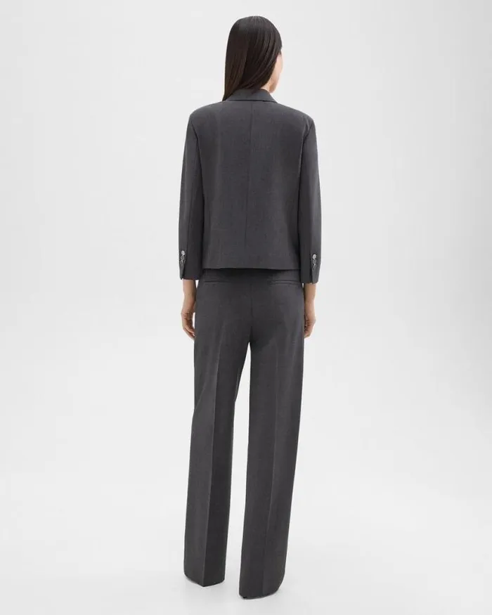 Pants Women Theory StraightLeg Pant In Good Wool Charcoal Melange