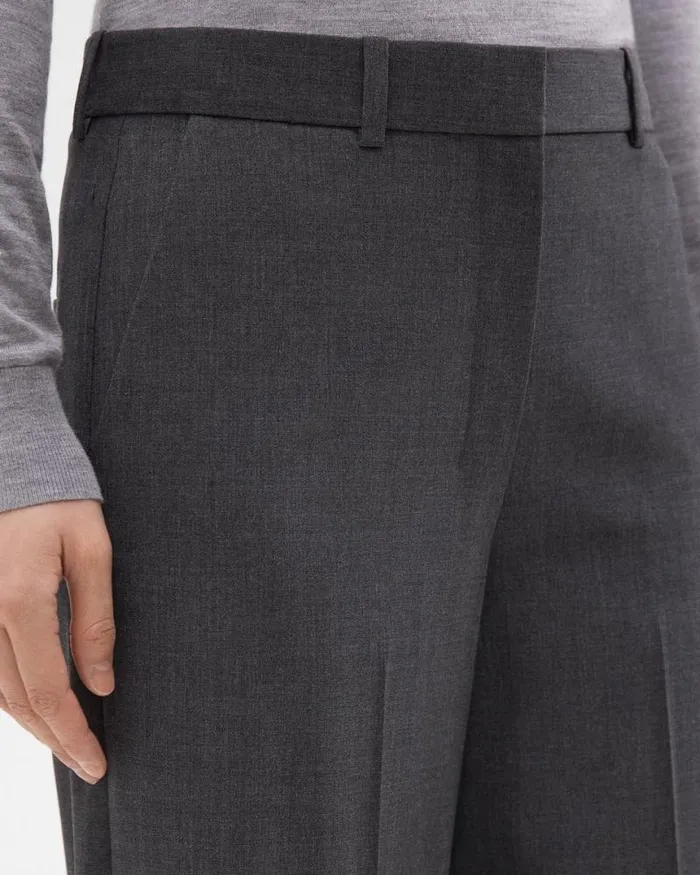 Pants Women Theory StraightLeg Pant In Good Wool Charcoal Melange