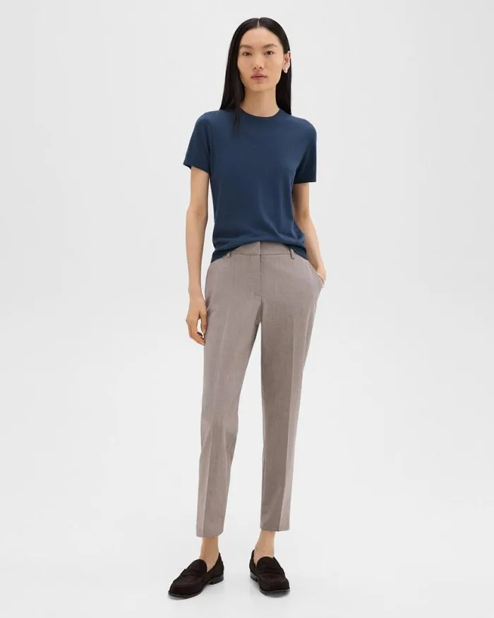 Pants Women Theory Treeca Pant In Good Wool Cinder Melange