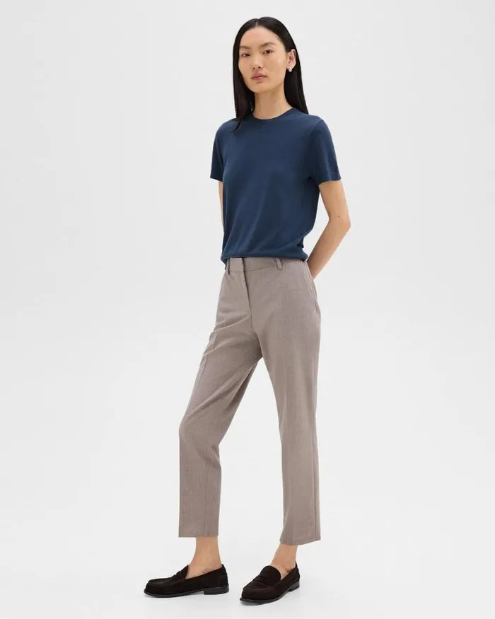 Pants Women Theory Treeca Pant In Good Wool Cinder Melange