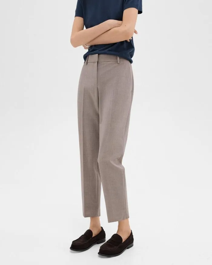 Pants Women Theory Treeca Pant In Good Wool Cinder Melange