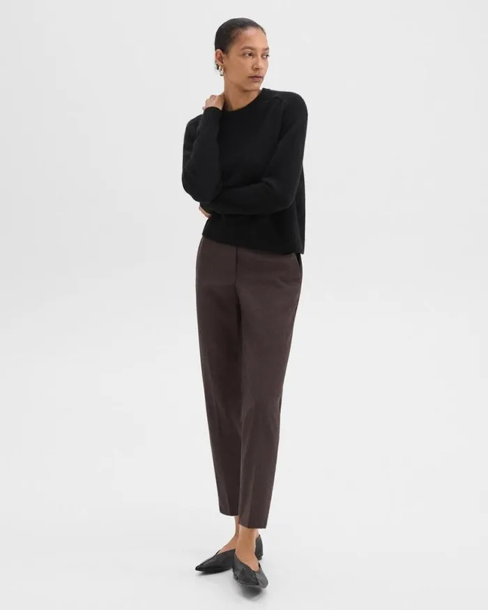Pants Women Theory Treeca PullOn Pant In Sleek Flannel Hickory Melange