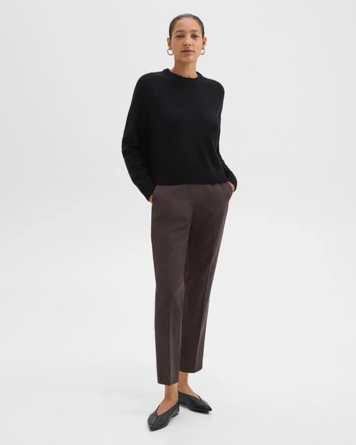 Pants Women Theory Treeca PullOn Pant In Sleek Flannel Hickory Melange