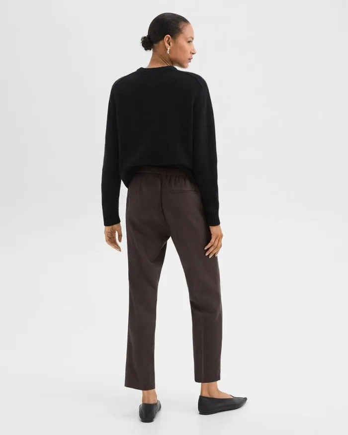 Pants Women Theory Treeca PullOn Pant In Sleek Flannel Hickory Melange
