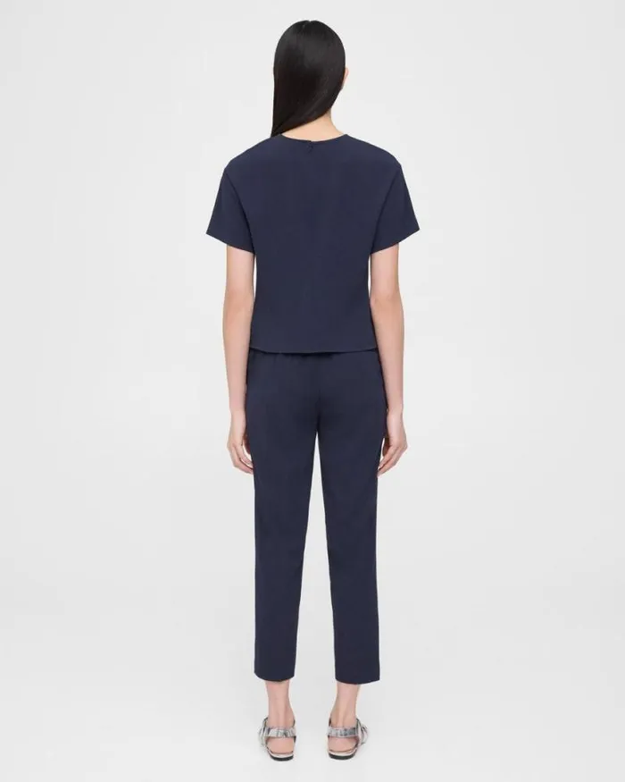 Pants Women Theory Treeca PullOn Pant In Striped Admiral Crepe Nocturne Navy