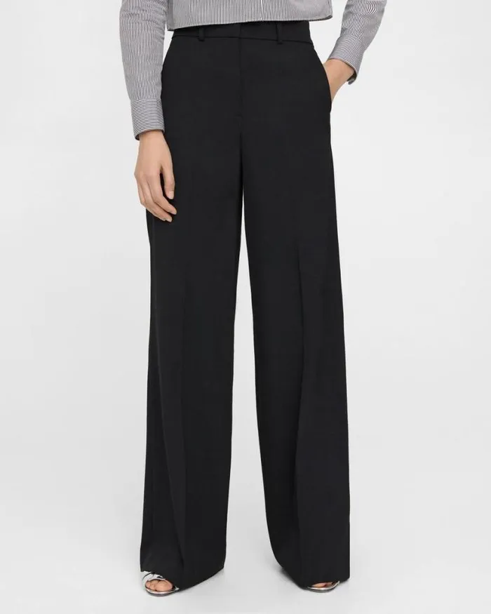 Pants Women Theory WideLeg Pant In Textured Gabardine Black Pants Women Theory WideLeg Pant In Textured Gabardine Black