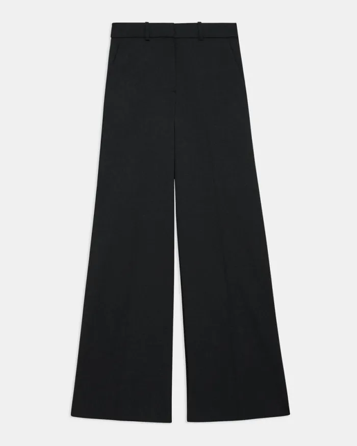 Pants Women Theory WideLeg Pant In Textured Gabardine Black Pants Women Theory WideLeg Pant In Textured Gabardine Black
