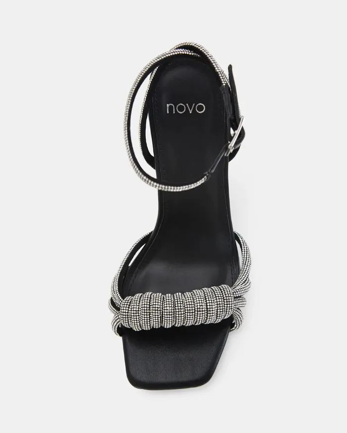 Party YATEE BLACK Open Toe Heels NOVO Shoes Women