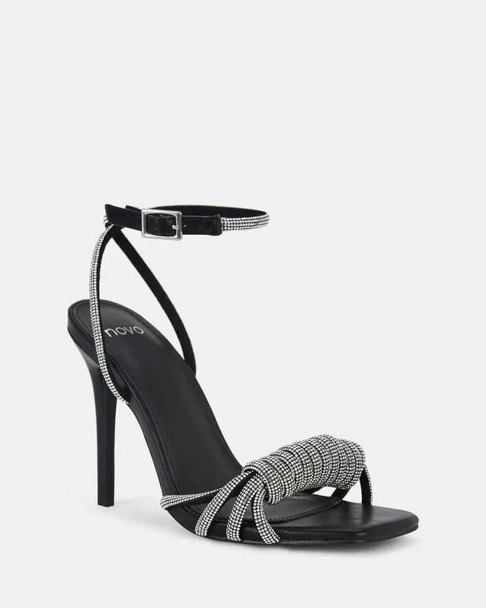 Party YATEE BLACK Open Toe Heels NOVO Shoes Women