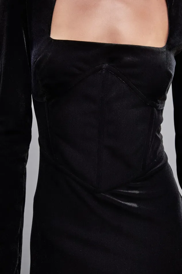 Patrizia Pepe Dresses Essential Velvet Bustier Dress Black 8211 Women