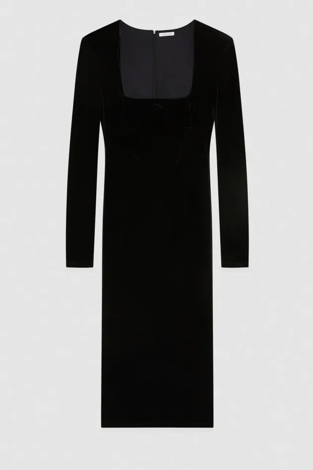 Patrizia Pepe Dresses Essential Velvet Bustier Dress Black 8211 Women