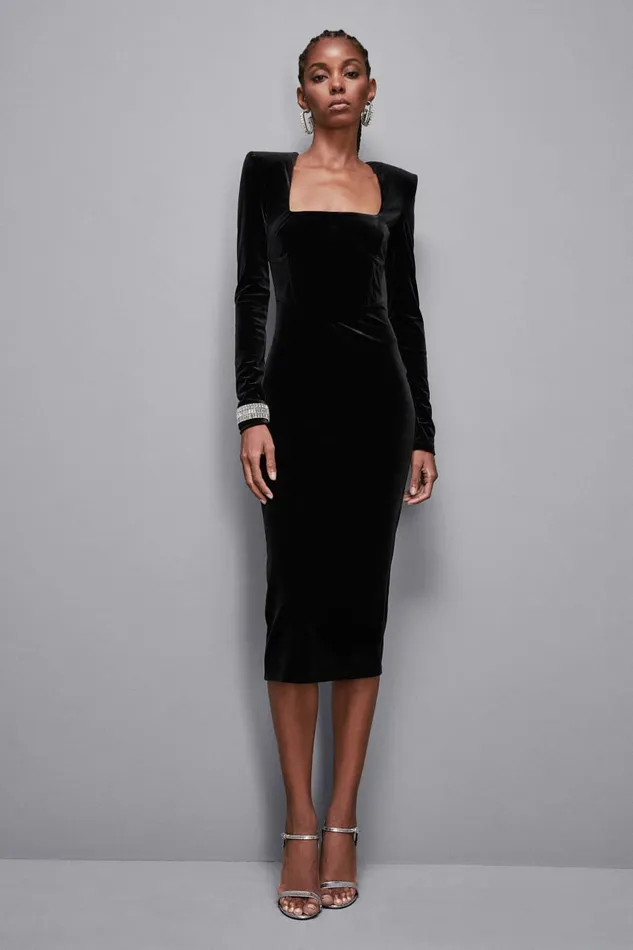 Patrizia Pepe Dresses Essential Velvet Bustier Dress Black 8211 Women