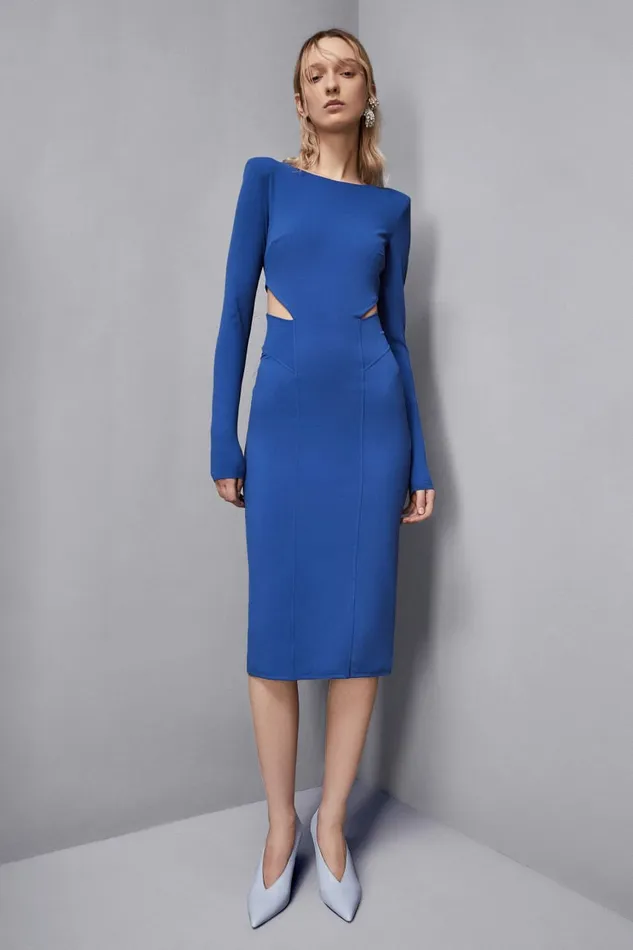 Patrizia Pepe Dresses Midi Dress With Slash Blue 8211 Women
