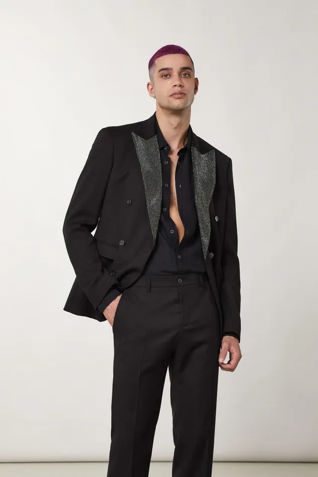 Patrizia Pepe Jackets Flannel And Rhinestone Jacket Black 8211 Men