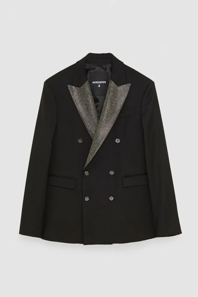Patrizia Pepe Jackets Flannel And Rhinestone Jacket Black 8211 Men