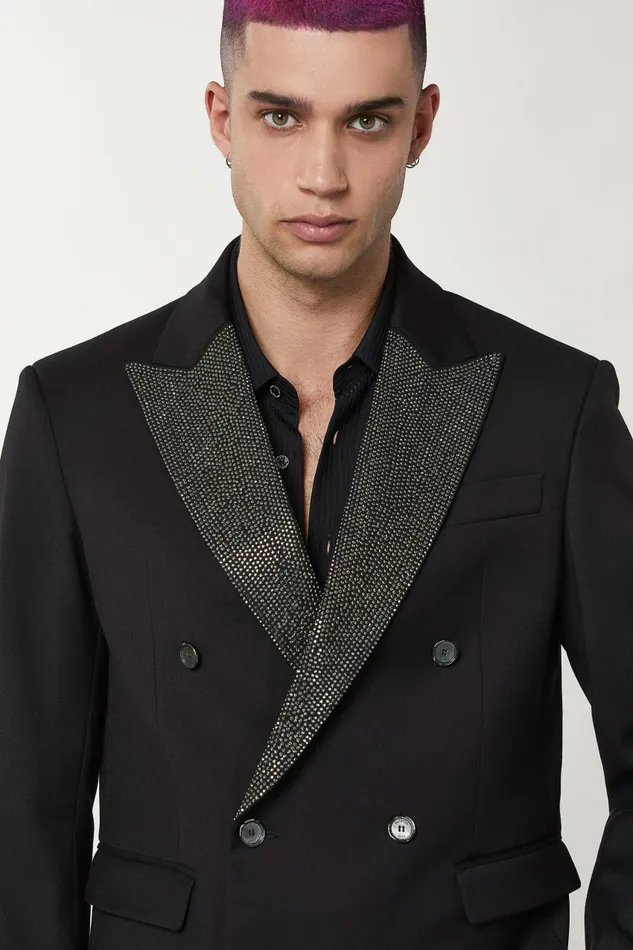 Patrizia Pepe Jackets Flannel And Rhinestone Jacket Black 8211 Men