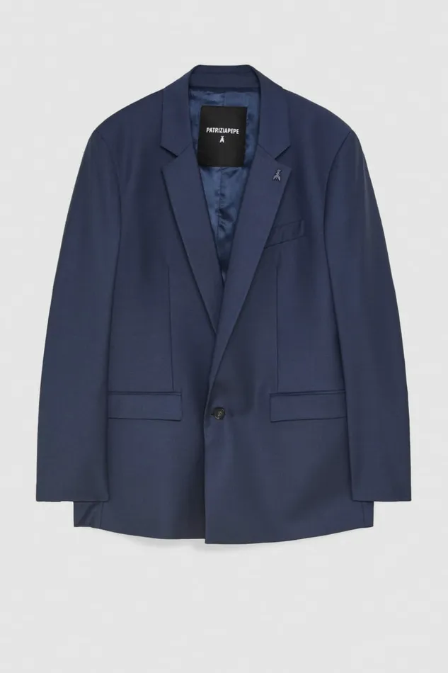Patrizia Pepe Jackets Single Breasted Lined Jacket Blue 8211 Men