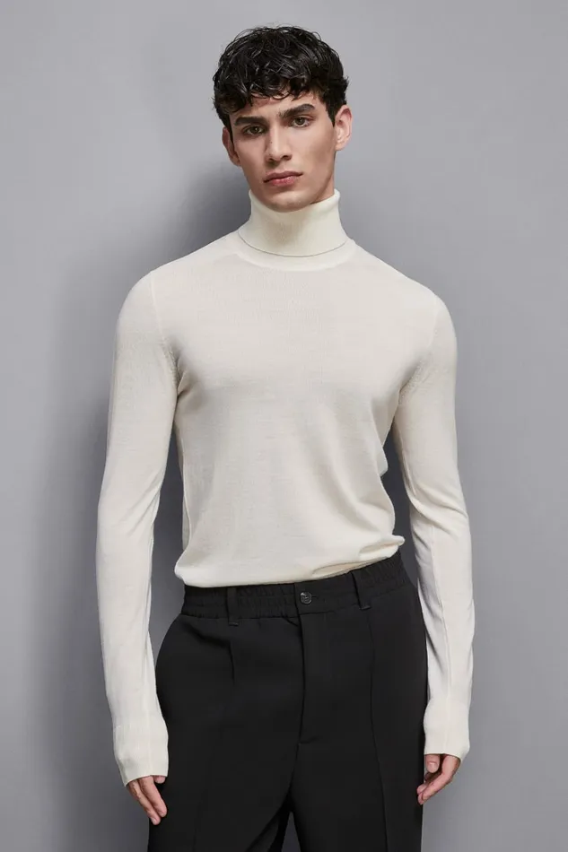 Patrizia Pepe Knitwear Turtleneck Sweater White 8211 Men