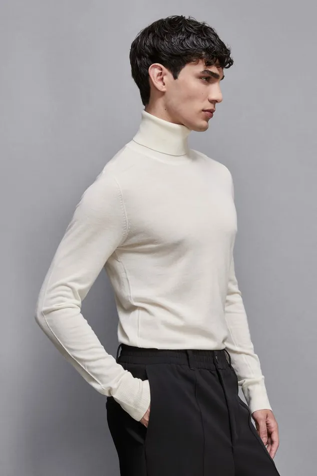 Patrizia Pepe Knitwear Turtleneck Sweater White 8211 Men