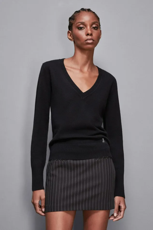 Patrizia Pepe Knitwear VNeck Cashmere Jumper Black 8211 Women