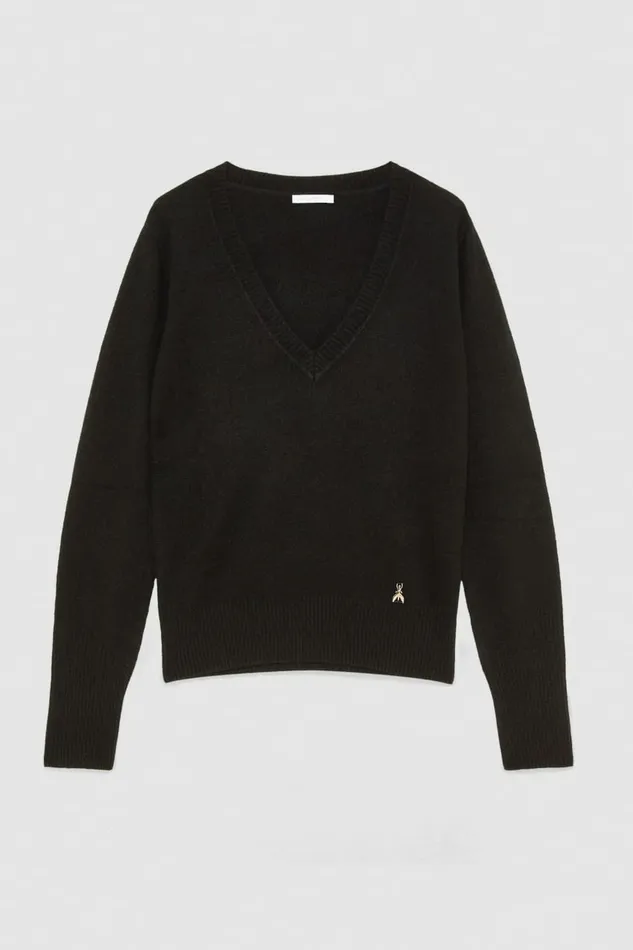 Patrizia Pepe Knitwear VNeck Cashmere Jumper Black 8211 Women