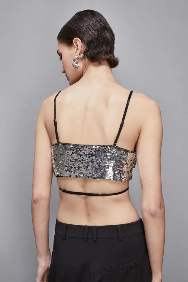 Patrizia Pepe Lingerie And Beachwear Tulle Bra With Sequins Multicolor 8211 Women