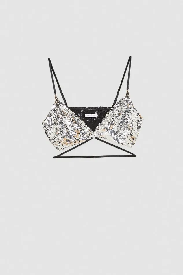 Patrizia Pepe Lingerie And Beachwear Tulle Bra With Sequins Multicolor 8211 Women