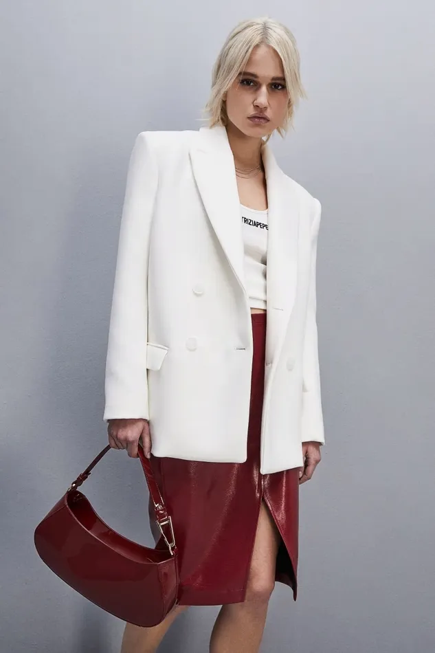 Patrizia Pepe Outerwear DoubleBreasted Over Peacoat White 8211 Women